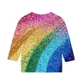 thumbnail image 6 of JTSRKL Kids Girls Summer Sparkly Tops Dressy Casual Summer 3/4 Sleeve Round Neck Graphic Tunic Blouse Trendy Soft Cotton Outfit Glitter Tees Shirt Multicolor#17 3-4 Years, 6 of 6