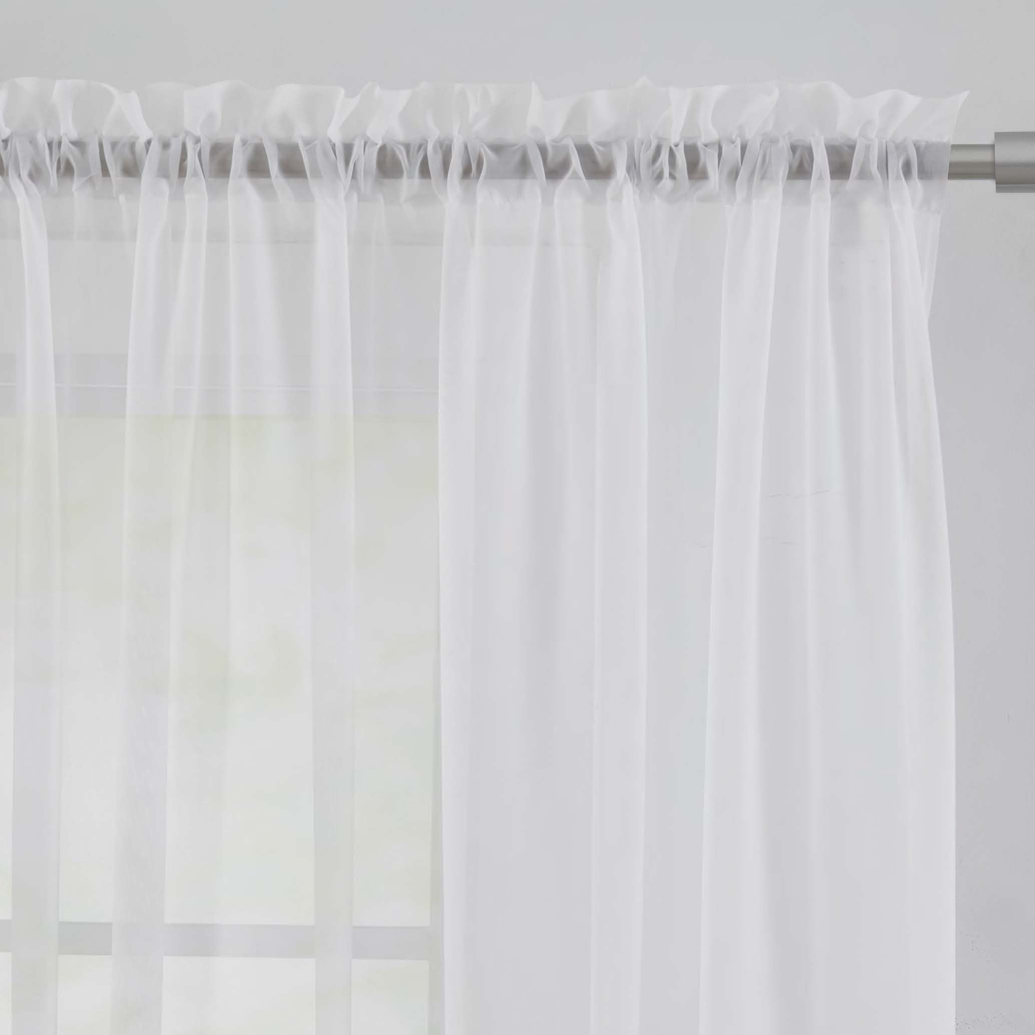 (2 pack) Mainstays Marjorie Sheer Voile Curtain, Single Panel, White, 59" W x 63" L