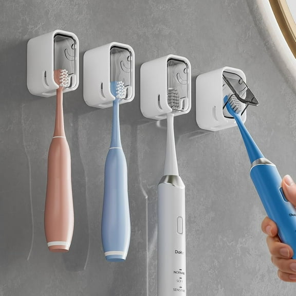 Toothbrush Holders for Bathroom【Innovation Single Slot Design】 3PCS Toothbrush Holder Wall Mounted with Cover for Shower, Single Toothbrush Dispenser Storage Organizer for Family & Travel