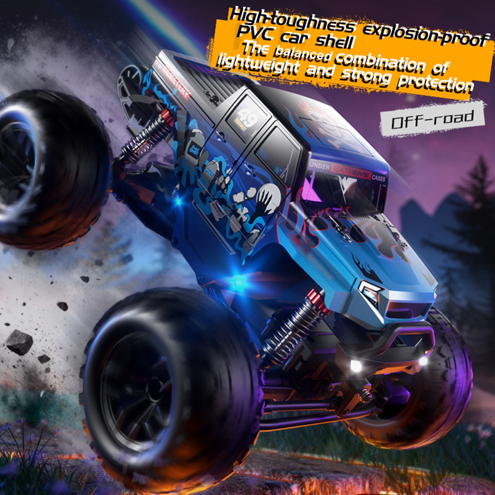 Off Road RC Car Rc 1/18 RC Car, 2.4G 4WD 29KM/H High Speed Remote Control Truck, All Terrain Off Road Vehicle with LED Lights