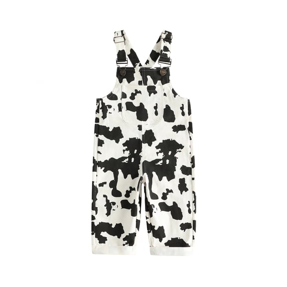 RUINIXCW Toddler Baby Western Overalls Cute Cow Print Sleeveless Suspender Romper