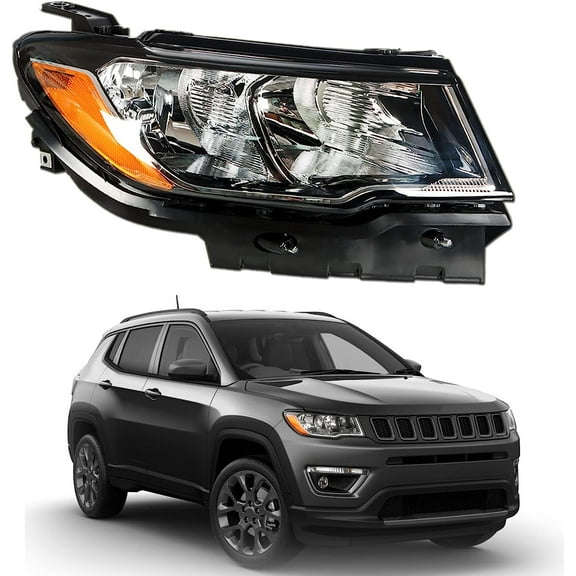Genrics Passenger Side Halogen Factory Style Headlamps Headlight Assembly Replacement for 2017-2021 Compass Headlight
