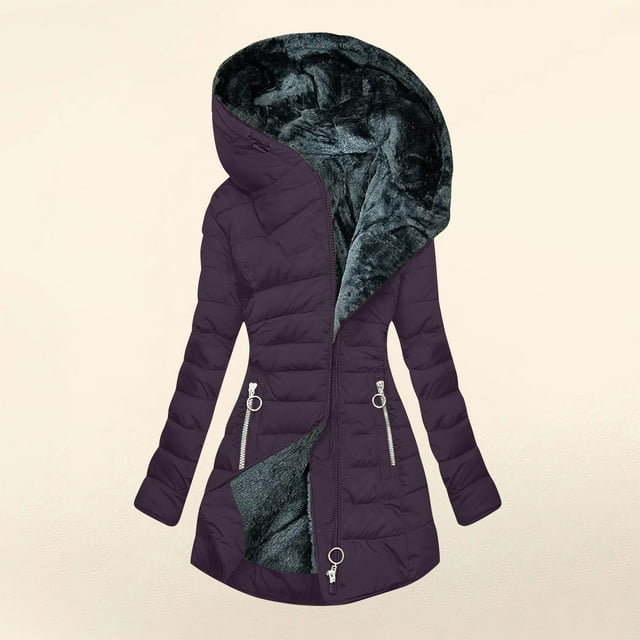 Abrigos y chaquetas casuales con capucha de manga larga para mujer, ropa de otoño e invierno, abrigos de algodón de felpa con capucha de color sólido para mujer