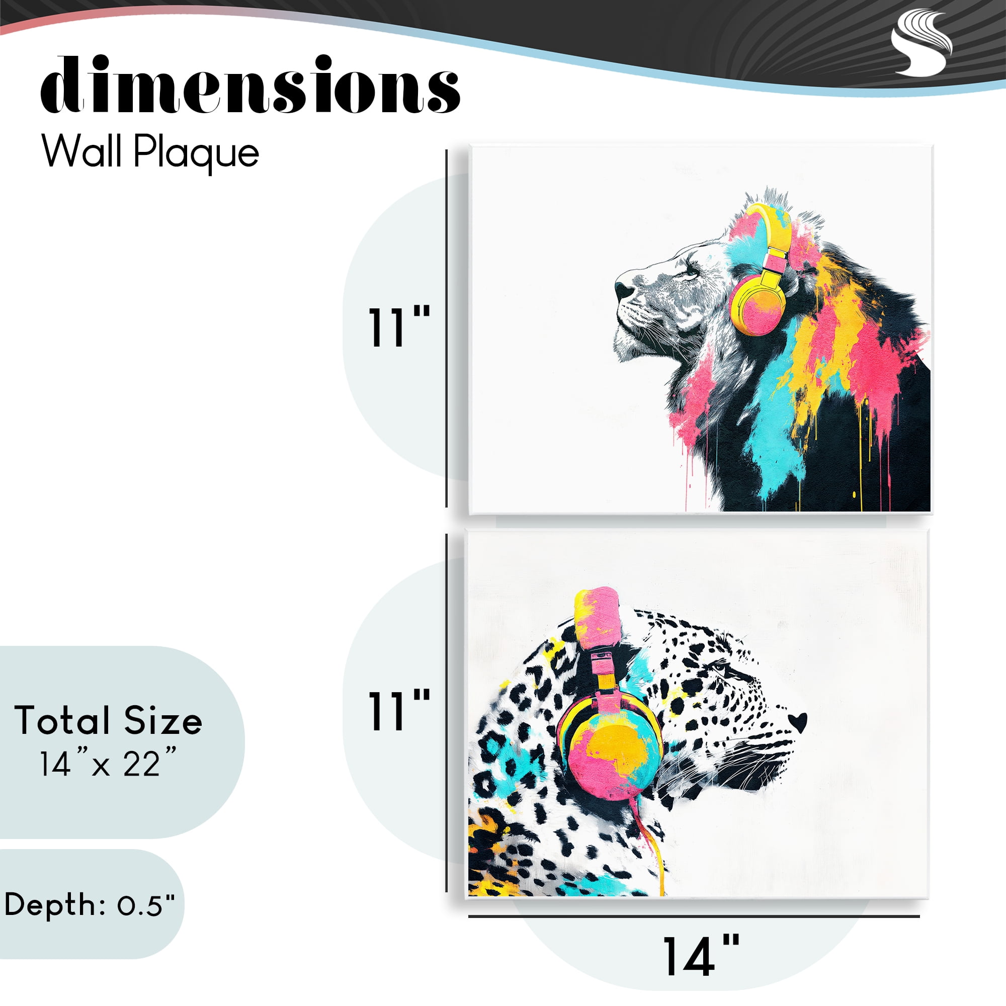 Stupell Industries Leopard and Lion On Air 2 Piece Wall Plaque Art Set, design by Svetlana Aleynikova
