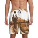 thumbnail image 1 of Balery Western Cowboy Countryside Pantalones cortos de pijama de punto de algodón para hombre con cinturilla y bolsillos-Large, 1 of 6