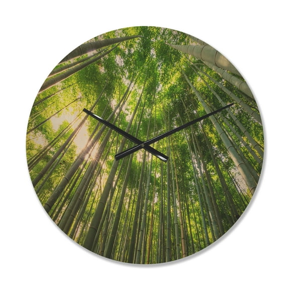 Designart 'Bamboo Peaks in Kyoto Forest ' Modern Wood Wall Clock