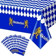 6 Pack Bavarian CORNET Oktoberfest Party Tablecloth Decorations, Plastic Blue and White Bavarian Flag Check Table Cover, Background for Oktoberfest Party Decorations and Supplies, 54×108 Inches
