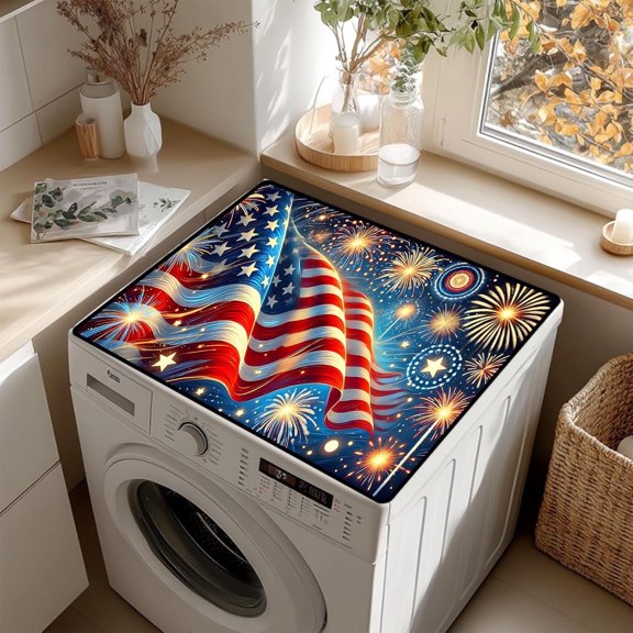 Colorful Abstract Art Print Washer Dryer Top Cover, Waterproof Non-Slip Laundry Appliance Protector Mat, Modern Decor, 23.6"x19.7"