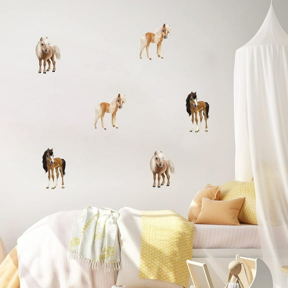 Decalcomania Horses Wall Decals by Animal Club International - Set of 6 10" Horse Wall Decor Removable Peel and Stick Wall Stickers