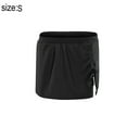 thumbnail image 2 of Womens Waisted Split Swim Skirt Sporty Drawstring Skirted Swim Bottom with Built-in Panty - Black, 2 of 7