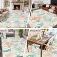 thumbnail image 6 of Teal Seahorse Starfish Washable Living Room Rugs 6'x9', Summer Beach Coral Shell Retro Low Pile Throw Large Area Rug Non-Slip Sturdy Edge Binding Carpet for Dining Room Kitchen Office, 6 of 9