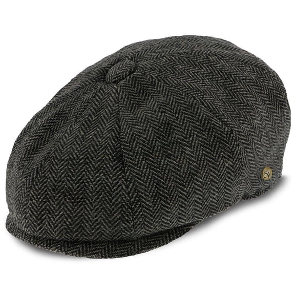 Walrus Hats Grey Herringbone Wool Blend 8 Panel Kids Newsboy Cap for Toddler Boys & Youth Herringbone Design Elastic Rear Band Grosgrain Sweatband