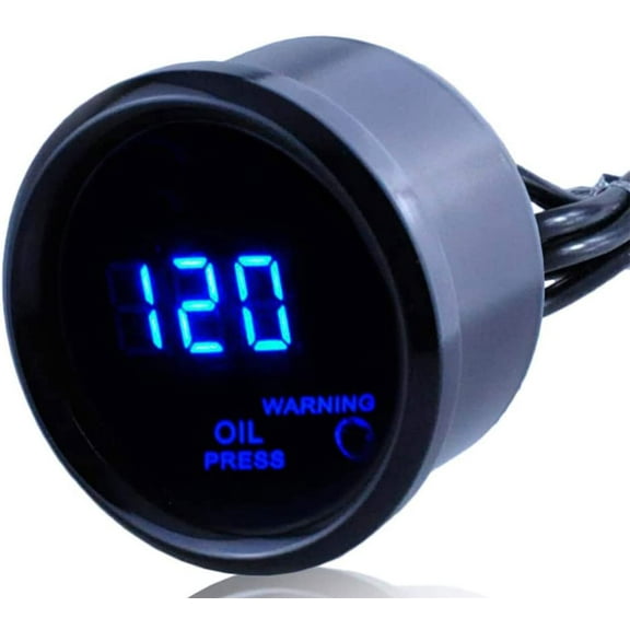 Afa Motors 2'' 52mm Oil Pressure Gauge, 0-120PSI Digital Oil Pressure Gaugefor Car Vehicle Automotive,Digital Blue LED Sensor(Oil Press Gauge, Black)