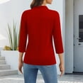 thumbnail image 4 of Qwertyu Polo Shirts for Women 3/4 Sleeve Tops Golf Tees Button Collared Cotton Shirt Business Casual Red 2XL, 4 of 5