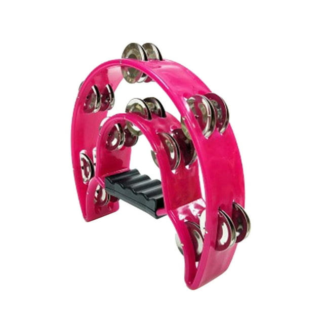 Tambourin Métal Demi-Lune Instruments de Musique Double Métal Instruments de Percussion à Main avec Poignée Ergonomique Tambourins pour Adultes Tambourin Métal Percussion à Main