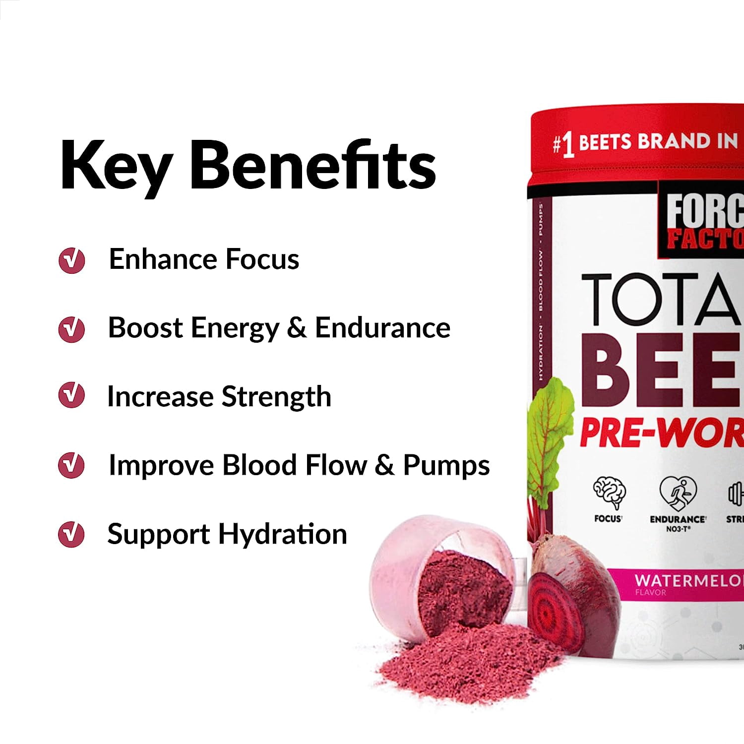 Force Factor Total Beets®, Pre-Workout, Watermelon, 12.5 oz (354 g)