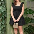 thumbnail image 4 of New Summer Plus Size Dresses for Women 2024 Fashion Loose Round Neck Sleeveless Pocket Solid Color Irregular Dress, 4 of 5