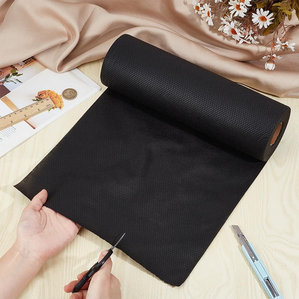 30 Yards Black No Show Mesh Fabric 12 Inch Iron on Nylon Fabric Embroidery Stabilizer Backing for Machine Embroidery and Hand Sewing