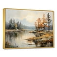 thumbnail image 2 of Designart "The Serenity Of Lakeside Fall Foliage II" Landscape Lake River Floater Framed Wall Art Prints, 2 of 5