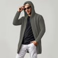 thumbnail image 2 of Fgnfyis Winter Jackets for Men Cardigan Sweater with Hood and High Neck Soft Warm Knit Pullover Mens Winter Coat Grey S, 2 of 4