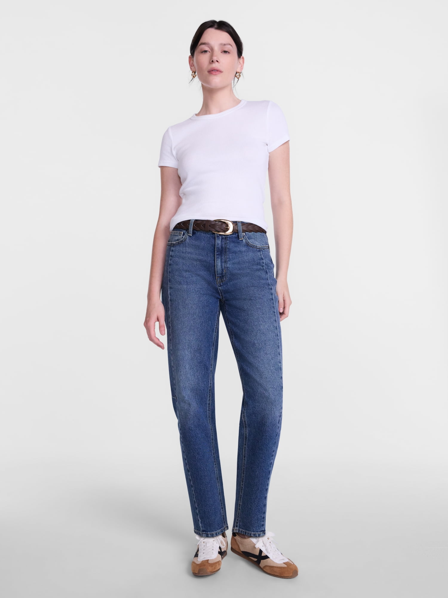 Scenario Women's and Women's Plus High Rise Barrel Jeans, 26", 28" Inseam, Sizes 0-28W