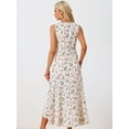 thumbnail image 4 of DARING DIVA Floral High Low Side Slit Midi Dress S Beige, 4 of 6