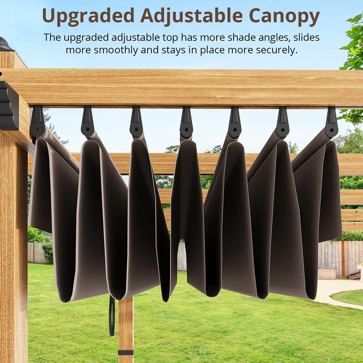 Danolapsi Outdoor Pergola 10 x 10ft Aluminum Pergola, Outdoor Shelter Modern Design with Adjustable Roof Sun Shade Pavilion Grape Trellis Grill Gazebo for Gardens, Patios, Garden Yard, Poolside, Deck