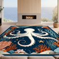 thumbnail image 2 of Design&I 5'x7' Ultra Soft Area Rug, Ocean Octopus Tentacle Scroll Coral Frame Nautical Marine Decorations None Fluffy Washable Non Shedding for Bedroom Living Room Home Office, 2 of 7