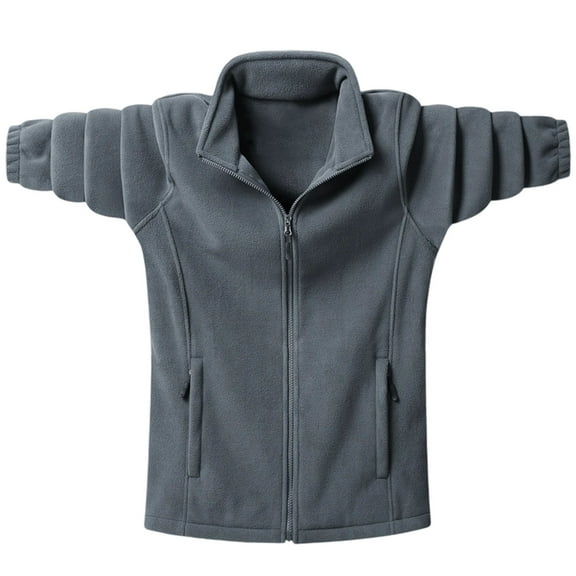 Levmjia Men's Solid Color Polar Fleece Zip-Up Hoodie Heavyweight Warm Jacket Stand Collar Long Sleeve Coat with Zipper Pockets Sizes M-5XL