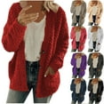 thumbnail image 7 of FAVIPT 2024 Fleece Cardigan Sweaters for Women Soft Long Sleeve Jacket with Pockets Button Down Open Front Fall Clothes, 7 of 7