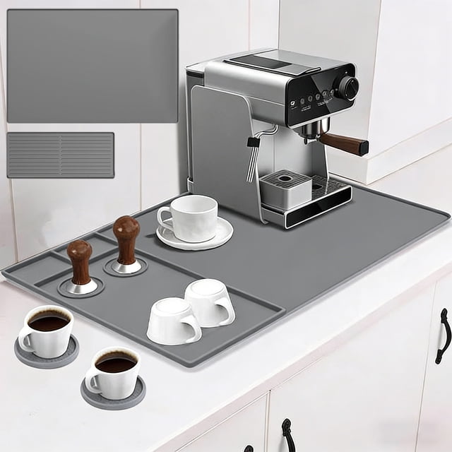 shyuyusa Flexible Silicone Coffee Machine Base Mat, Non Slip Heat Resistant Countertop Pad for Kitchen Appliance Anti Scratch Daily Protection