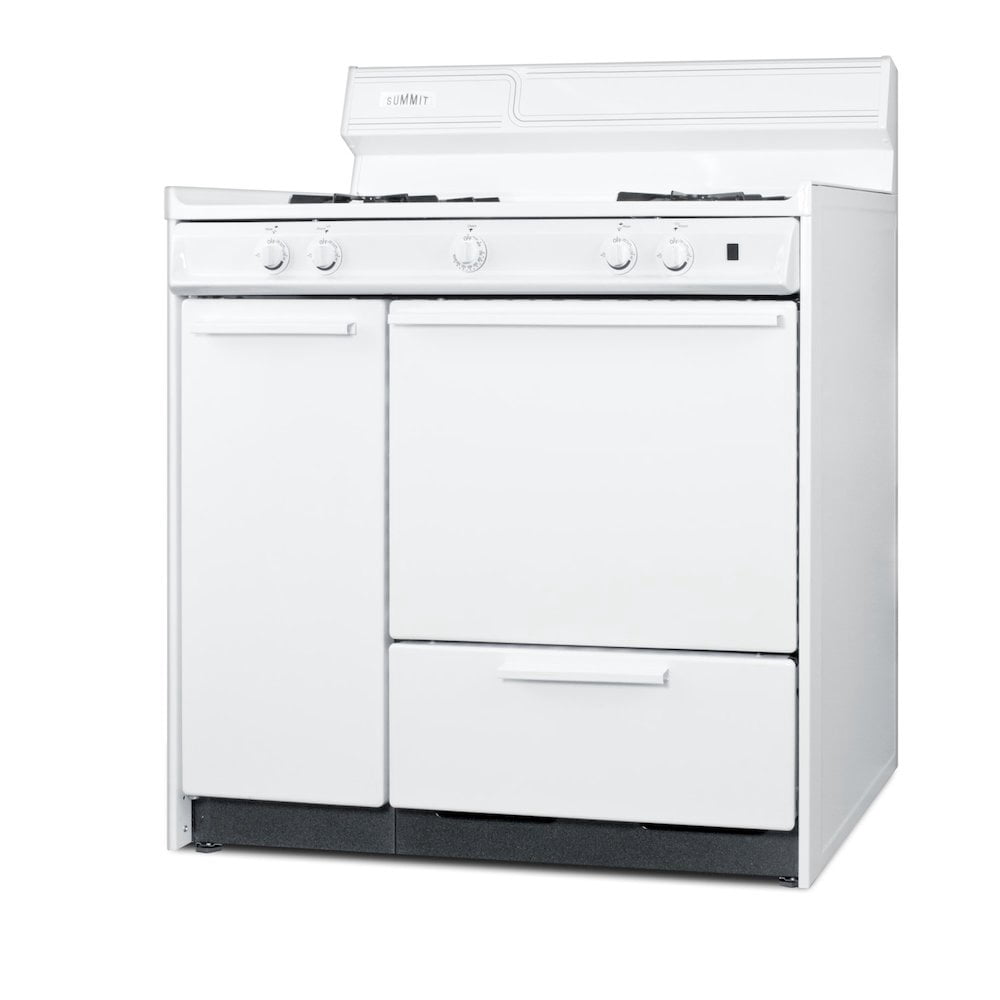 WNM430P 36 Freestanding Gas Range with 4 Sealed Burners  2.9 Cu. Ft. Capacity  Manual Clean  Broiler Drawer  & Recessed Oven Door  in White (Image is not exact)"