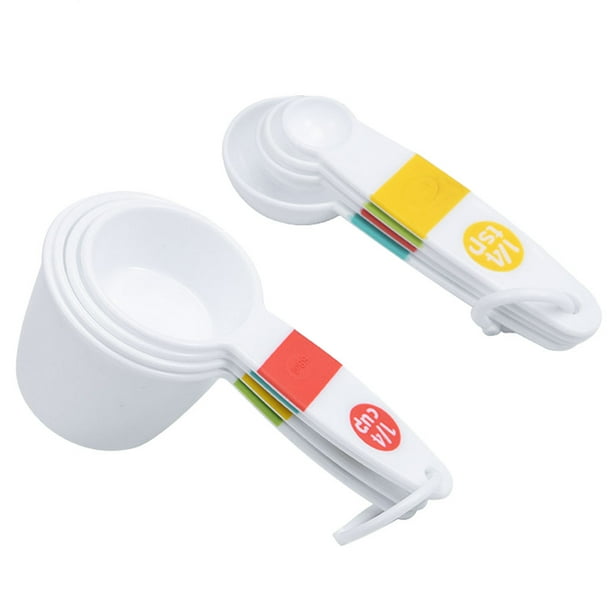 Juego de tazas y cucharas medidoras, tazas medidoras apilables, cucharas medidoras de plástico reutilizables, 1 Juego