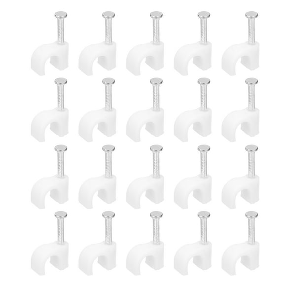 Unique Bargains 100 Packs 0.2 Inch Cable Clips, Ethernet Cable Clamps with Steel Nails, White