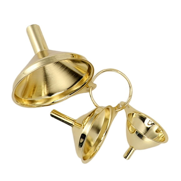 Kitchen Funnel, 3 Pieces Gold Stainless Steel Funnel Set Kitchen Oil Liquid Metal for Canning Kitchen Tools