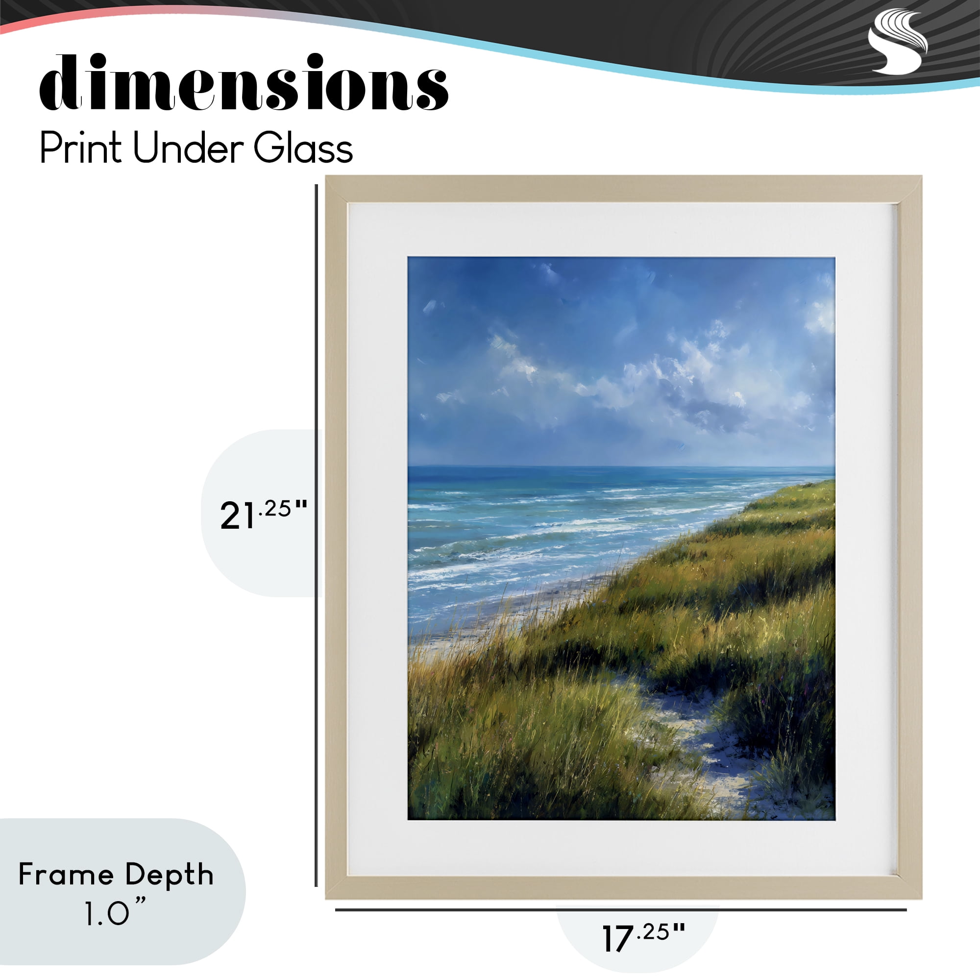 Stupell Industries Coastal Grass & Rolling Waves Birch Framed Print Under Glass, design by Franklyn Gregory