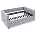 thumbnail image 5 of Solid and Stable Daybed with Trundle Upholstered Tufted Sofa Bed, with Button and Copper Nail On Square Arms,Full Daybed & Twin Trundle(85"X57"X31,5") (Grey), 5 of 12