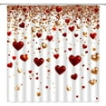 thumbnail image 2 of Valentine''s Day Shower Curtain Fantasy Red Gold Heart Falling Romantic Love Creative Polyester Fabric Bathroom Decor Set with Hooks(84" Wx70 H), 2 of 4