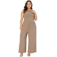 thumbnail image 3 of DARING DIVA Women's Plus Sleeveless Crew Neck Jumpsuit with Pockets 4X Dark Khaki, 3 of 6
