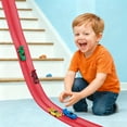 thumbnail image 2 of KAIPARA Race Track Toy for Kids, 12.8 ft Flexible Car Track Set with 360° Rotating Track, 4 Pull-Back Cars & Suction Cups, Portable Race Car Play Set, STEM Gift for Boys and Girls Ages 3+, Red, 2 of 10