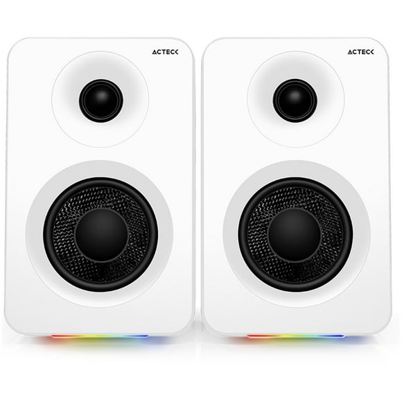 Bocinas ACTECK DYNAMIC EXACT R BS700 Inalambrico Sonido 2.0 Bluetooth 5.3 50W RMS Iluminacion RGB blanco