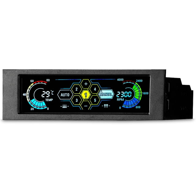 Sunshine-tipway STW 5.25" 5 Channel Touchscreen Fan Controller Temperature Monitor Automatic Speed Control LCD Front Panel for Computer Cooling Fans
