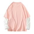 thumbnail image 4 of T Shirts for Men Casual Tops Winter Fall Long Sleeve Fashion Simple Fake Two Piece Pullover Round Neck Bottoming Shirt T-shirt Top, 4 of 5