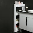 thumbnail image 3 of IVV 4 Tiers Narrow Storage Shelf with Wheels, Movable Plastic Sofa Side Storage Rack for Home Small Places, White, 3 of 8
