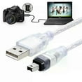 thumbnail image 1 of FireWire 1394 to USB Data Cable IEEE 1394 4 Pin to USB Mini Plug Firewire for MINI DV HDV camcorder to Edit for DV PC Camera, 1 of 5