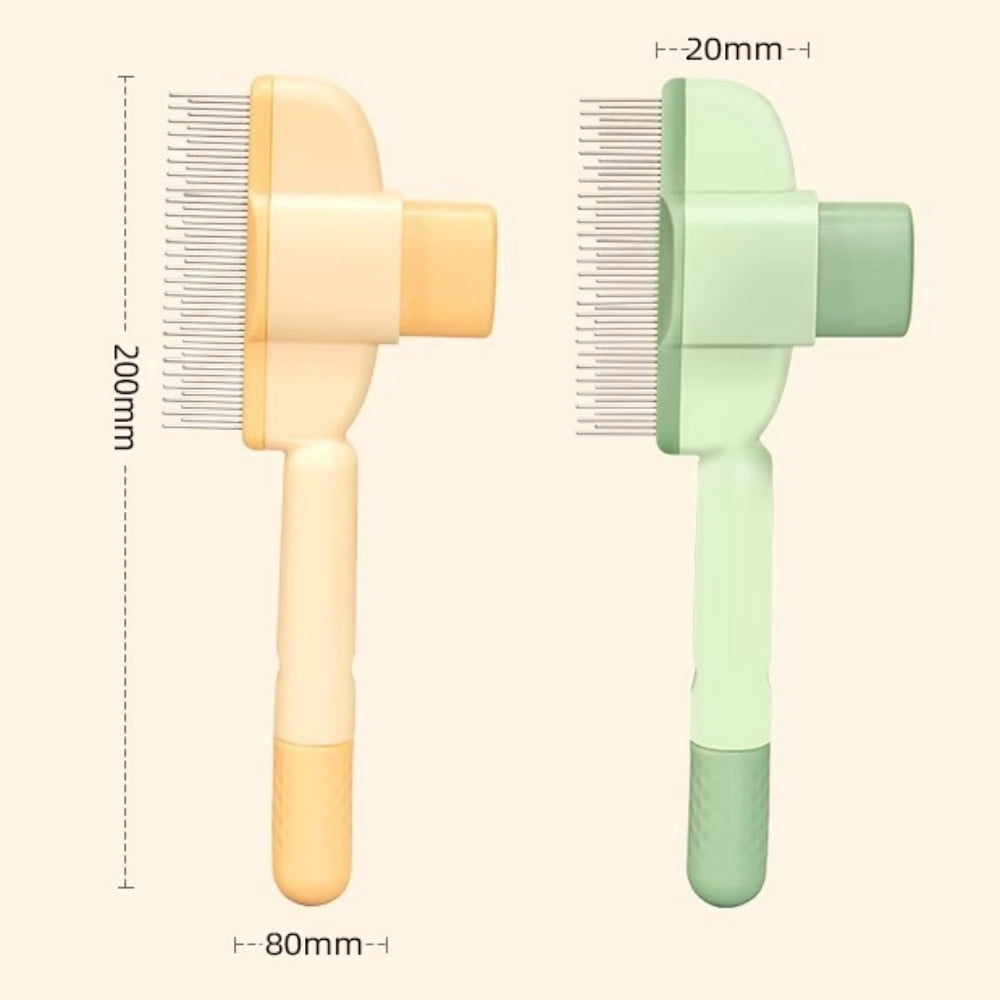 Self-Cleaning Pet Grooming Comb - 1-Button Hair Release Brush with Stainless Steel Teeth for Cats & Dogs