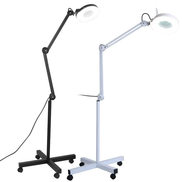Magnifier 5x Rolling Floor Stand, Magnifying Lamp With Base