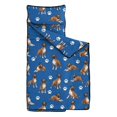 thumbnail image 2 of Boxer and Dog Paw Print Blue Pattern Teens Toddler Nap Mat with Pillow, Sleeping Mat Bag for Preschool Daycare 50"x20", 2 of 6