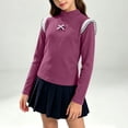 thumbnail image 4 of Juorvia Layering Tops for Girls Toddler Tween Stretchy Slim Fitted Mock Neck Lace Spliced Bow T-Shirts(7-8 Years,Hot Pink), 4 of 6