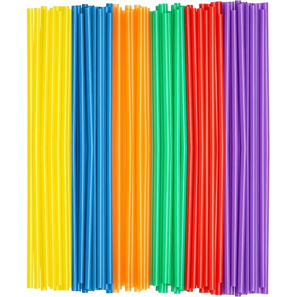 Comfy Package 10” Disposable Straws Drinking Plastic Straw Bulk Pack, Assorted 500Pack